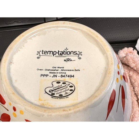 Temptations Old World Red Canister Cookie Jar with Lid 6.5" x 9" EUC - Picture 3 of 9